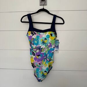 Gabar Women’s 8 Navy White Floral One Piece Swim New